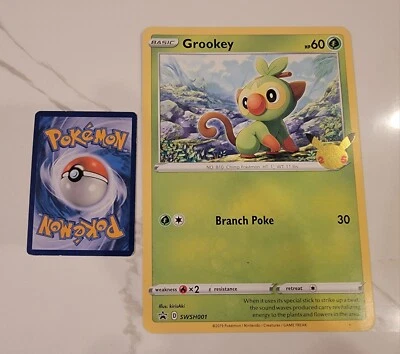 Pokemon Grookey SWSH001 First Partner Pack 25th Anniversary Jumbo Promo Card NM - Image 1 of 2