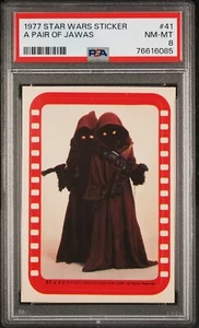 A PAIR OF JAWAS 1977 Topps Star Wars STICKERS #41 PSA 8 +COUPONS +FREE SHIPPING! - Picture 1 of 2