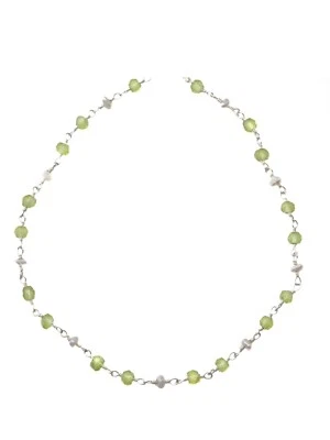Collar de perlas semilla de peridoto cadena de plata esterlina llena de oro de 14 k AAA de 18 19 pulgadas Foto 1 de 4