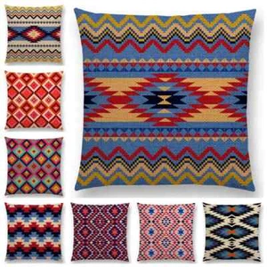 Colorful Aztec Geometric Pattern Tribal Prints Abstract Rainbow Cushion Covere - Picture 1 of 49
