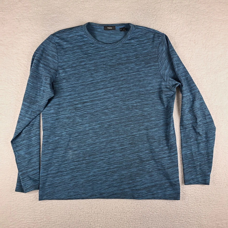 Theory Sweater Mens XL Teal Blue Crewneck Gaskell Sweatshirt GC - Image 1 of 4