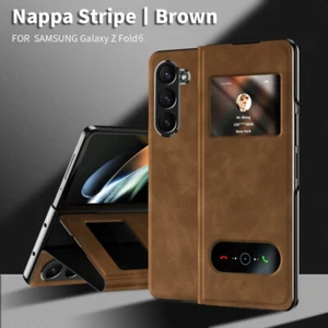 Etui na telefon komórkowy do Samsung Galaxy Z Fold6 Fold5 4 3 Magnetic Smart Window Skórzane etui - Zdjęcie 1 z 22