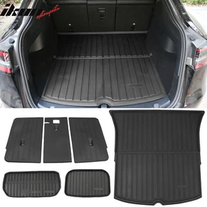 Fits 20-24 Tesla Model Y Trunk Mats Cargo Liner + Rear Seat Covers Injection TPE - Picture 1 of 15