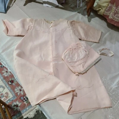 CHAQUETA ABRIGO BAUTIZO ROSA BEBÉ NIÑO VINTAGE ♡ AÑOS 40 ♡ 19" LARGO  Foto 1 de 4