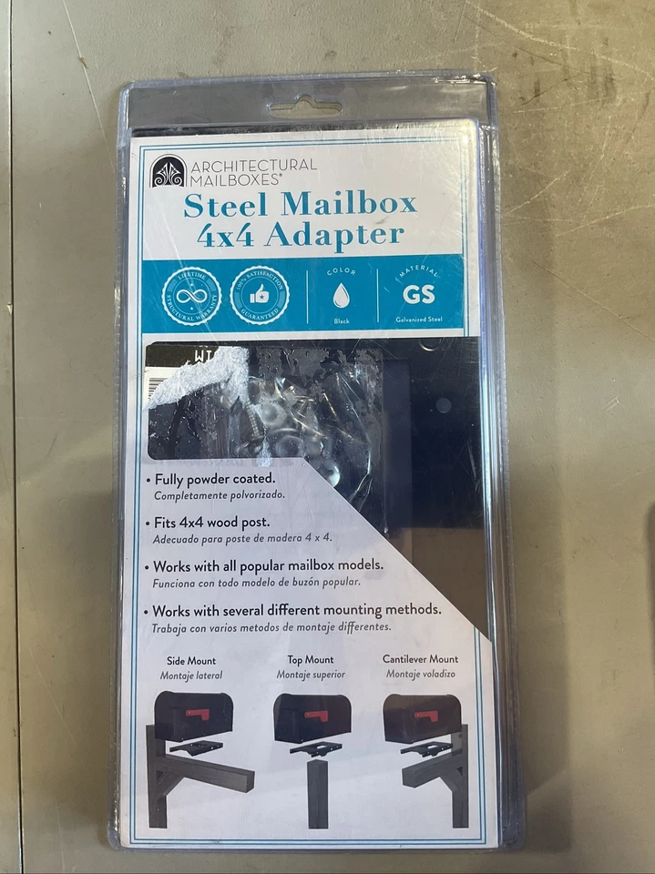 ARCHITECTURAL MAILBOXES 7540B-10 4"X4" POST ADAPTER MAILBOX 3 MOUNT OPTION BLACK - Image 1 of 1