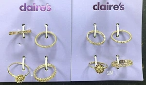 Claire’s Girls Set of 4 Gold Colored Rings Flower Chains Links Choose Your Size - Picture 1 of 3