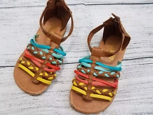 Girls Summer Sandals, Brown, Sz 9, Austin Trading Co., Blue, Pink, Yellow - Picture 1 of 8