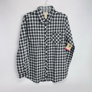NWT Blue Mountain Women's XL Black White Plaid Flannel Shirt New Cotton - Picture 1 of 9