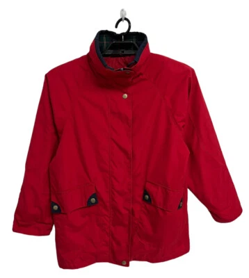 Abrigo de invierno Mulberry Street para mujer rojo brillante a presión y cremallera talla S Foto 1 de 4