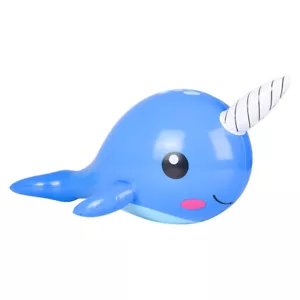 24" Blue Smiling Narwhal Inflatable - Baby Inflate Blow Up Toy Party Decoration - Picture 1 of 2