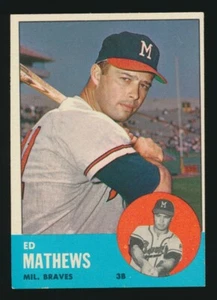 1963 Topps #275 EDDIE MATHEWS (Braves) *AUTOGRAPHED* d.2001 JSA - Picture 1 of 3