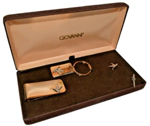Giovanni Mens Gift Set Money Clip, Key Chain and Tie Tack Gold Finish with Case - Picture 1 of 2