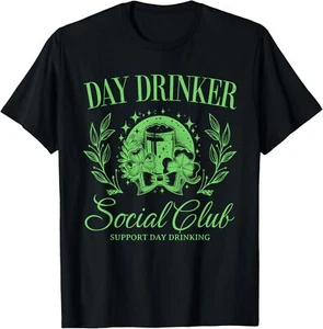 Day Drinker Social Club Support Day Drinking Funny T-Shirt - Picture 1 of 4