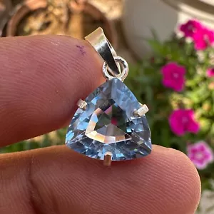 Colgante aguamarina azul Santa María de 10,50 quilates certificado natural - plata maciza 925 - Imagen 1 de 5