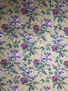 FQ Vintage Roses On Ochre Cotton Quilting Fabric By David Textiles
