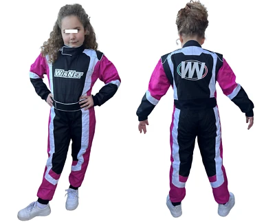 WINNET Tuta da ragazza bambina bimba per mini go kart go-kart cross 4 6 8 10 12 14 anni