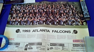 1993 ATLANTA FALCONS TEAM ORIGINAL VINTAGE POSTER W/DEION SANDERS  - Image 1 of 4