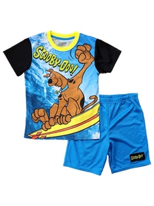 Scooby Doo Boys Blue Surfing Scooby-Doo Pajamas Shirt & Sleep Shorts Set M (8) - Picture 1 of 2
