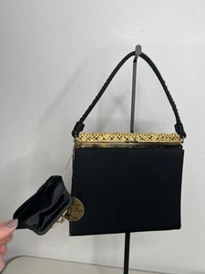 New After Five Clutch Purse Black & Gold Toned w/ Coin Purse USA - Picture 1 of 15