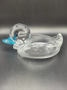 Ryan Blythe Hand-Blown Clear Glass Duck Light Blue Bill Heavy/Good Quality - Picture 1 of 11