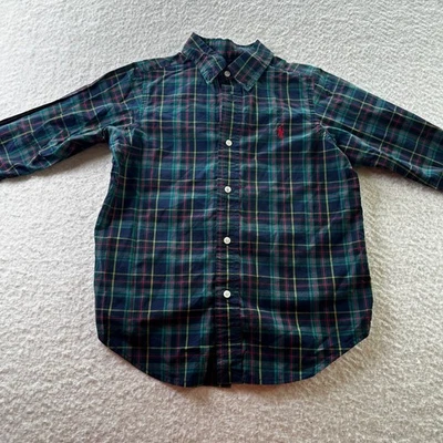 Ralph Lauren 格子纽扣衬衫长袖经典合身儿童 S 码红色小马 — 第 1/4 张图片