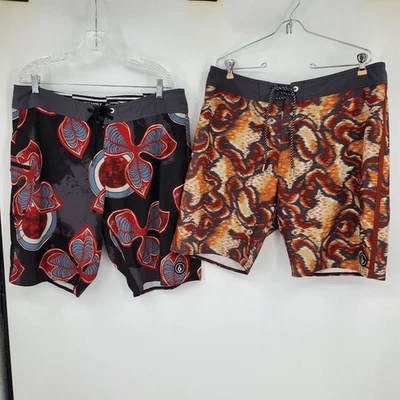 Volcom 4 Way Stretch Men's Hawaiian Aztec Look Swim Trunks Short Bundle 36 - Image 1 of 4