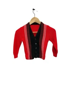 Vintage 60s Kids Youth Boys Mod Knit Cardigan Sweater - Picture 1 of 3