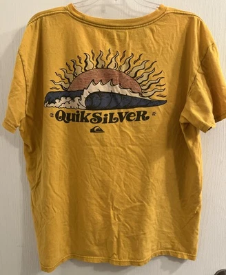 Quicksilver T-shirt Yellow Size Large, Distressed - Image 1 of 4