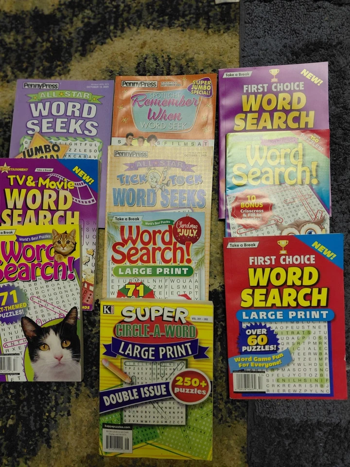 LOT OF 10 WORD SEARCH PUZZLE BOOKS KAPPA TAKE A BREAK PENNY PRESS