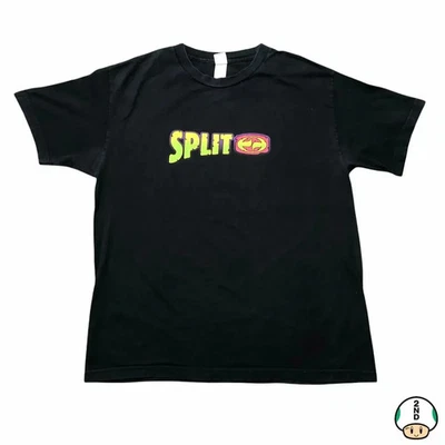 Camiseta Masculina Vintage Split Grande Preta Skate Grunge Gráfico Desbotado Y2K - Imagem 1 de 4