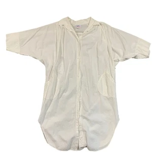 Avon Fashions Made in USA Vintage White Cotton Tunic Shirt Dress XS Button Front - Picture 1 of 9