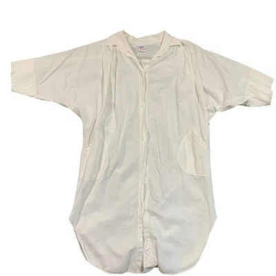 Avon Fashions Made in USA Vintage White Cotton Tunic Shirt Dress XS Button Front - Image 1 of 4