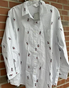 Camisa abotonada a rayas de Disney para mujer 100 % algodón talla M nueva con etiquetas $45 - Imagen 1 de 7