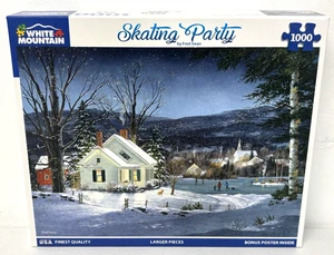 Rompecabezas de fiesta de patinaje de montaña blanco 1000 piezas más grandes 24 x 30 nuevo - Imagen 1 de 7