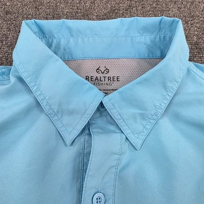 Realtree Fishing Mens 2XL Button Down Shirt Short Sleeve Blue Outdoors - Image 1 of 4