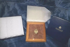 Original Faberge Wooden Burl Wood Jewelry Box Since 1882 + Cloth | Austria -NEW! - Picture 1 of 10