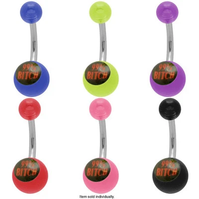 6 Цветов 14G пупок кнопка кольцо акриловый "99% B * tch" логотип хирургической стали - Изображение 1 из 4