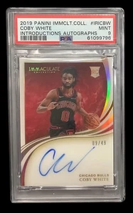 Panini Immaculate #39 Coby White RC 2019; autógrafos de introducción/49 novato automático PSA 9 - Imagen 1 de 3