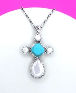 Brighton Your True Color Graceful Cross Turquoise Long Necklace New $108 Jewelry - Picture 1 of 5