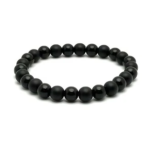 Armband Halbedelstein Onyx 8mm Glanz Matt armreif Mode bracelet Herren Damen - Bild 1 von 2