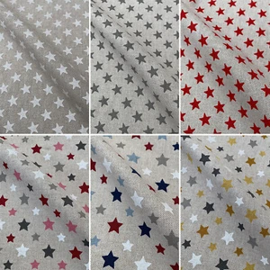 Stars Nautical Print Cotton Rich Linen Fabric for Upholstery Crafts Curtaining - Picture 1 of 31