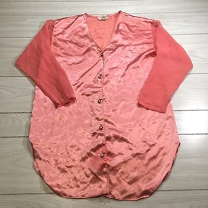 Victoria's Secret Womens Coral Intimate Gown Top Size M/L Sheer Arms - Picture 1 of 7