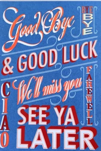 "Good Bye & Good Luck" LARGE Card by Talk the Type for Simson Cards 22cmx32cm - Bild 1 von 5
