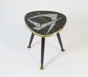 Mid Century Kidney Plant Stand with Glass Top, Rare German Formica Colourful - Picture 1 of 6