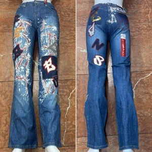 Women's Request Blue All Over Denim Pants - Picture 1 of 6