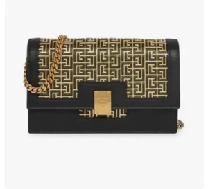 Balmain 1945 Mini Monogram Leather Crossbody Bag Black Gold $1595 NWT - Picture 1 of 4