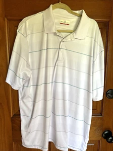 Grand Slam Performance XXL Golf Shirt, White with gray and teal stripes - Picture 1 of 4