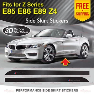 Racing Side Skirt Stripe 3D CARBON PATTERN Vinyl Decal for BMW E85 E86 E89 Z Ser - Picture 1 of 10