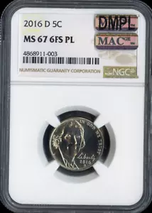 2016 D Jefferson Nickel 5C NGC MS67 FS PL MAC-DMPL Quality - Picture 1 of 2