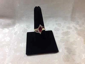 Created Ruby Marquise & Diamond 14K Yellow Gold Ring Size 8.5 - Picture 1 of 8